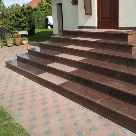 8 x 30 cm Granit-Trittstufen Raudona rot