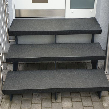 6 x 35 cm Granit Trittstufen Adrian Black schwarz 120 cm lang