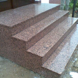 6 x 40 cm Granit Trittstufen Raudona rot