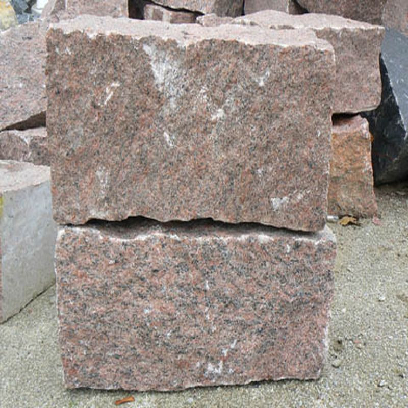 25 x 25 cm Granit Kleinmauersteine Raudona rot