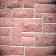 2 - 3 cm starke Sandstein Verblender Mapula rot eingebaut