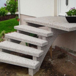 8 cm starke Granit Podestplatten Griys hellgrau