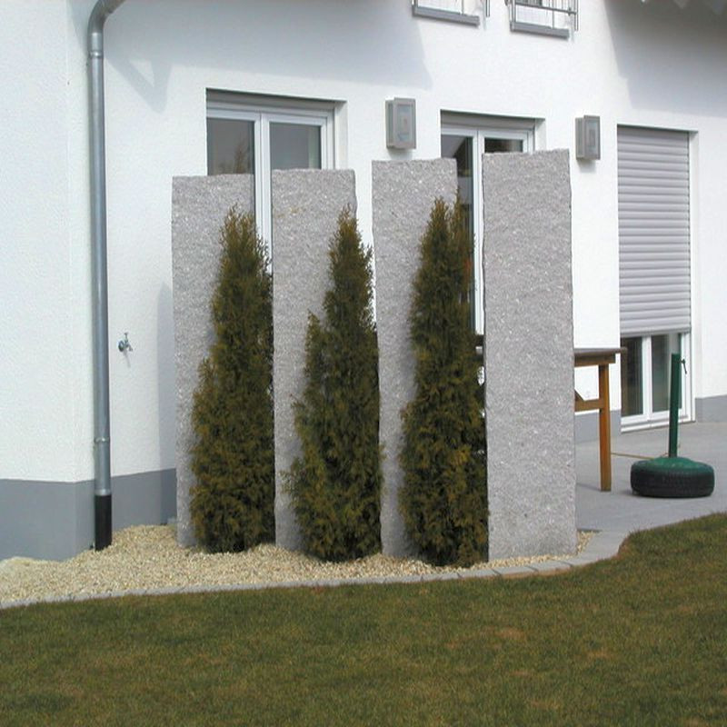 10 x 50 cm Granit Sichtschutz Griys hellgrau 100 cm lang