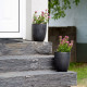 14  - 16 cm hohe Schiefer-Blockstufen anthrazit - schwarz eingebaut