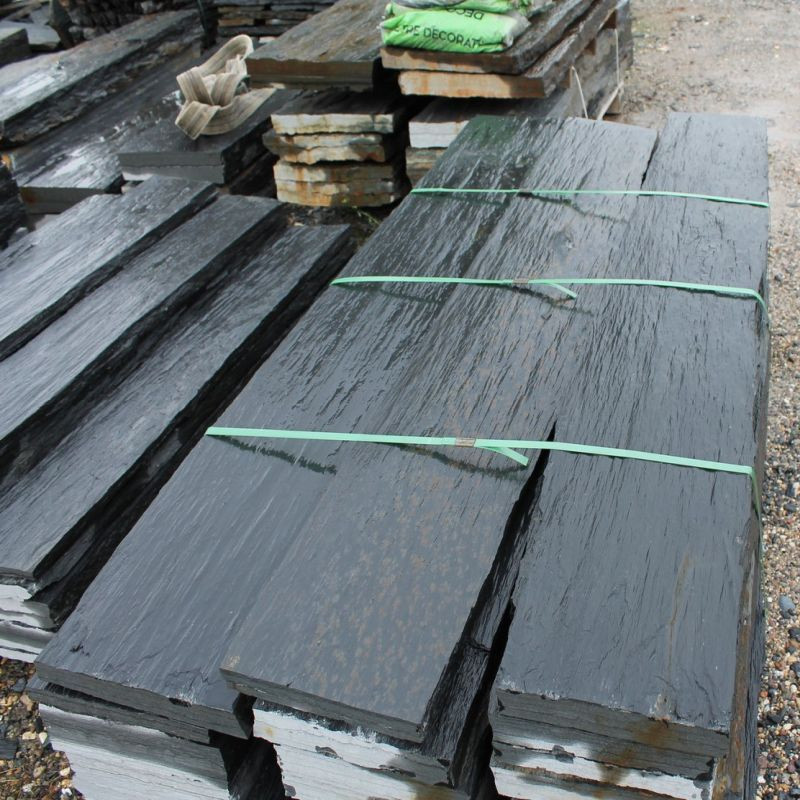 3 - 7 cm starke Schieferpalisaden Schwarz 200 cm lang