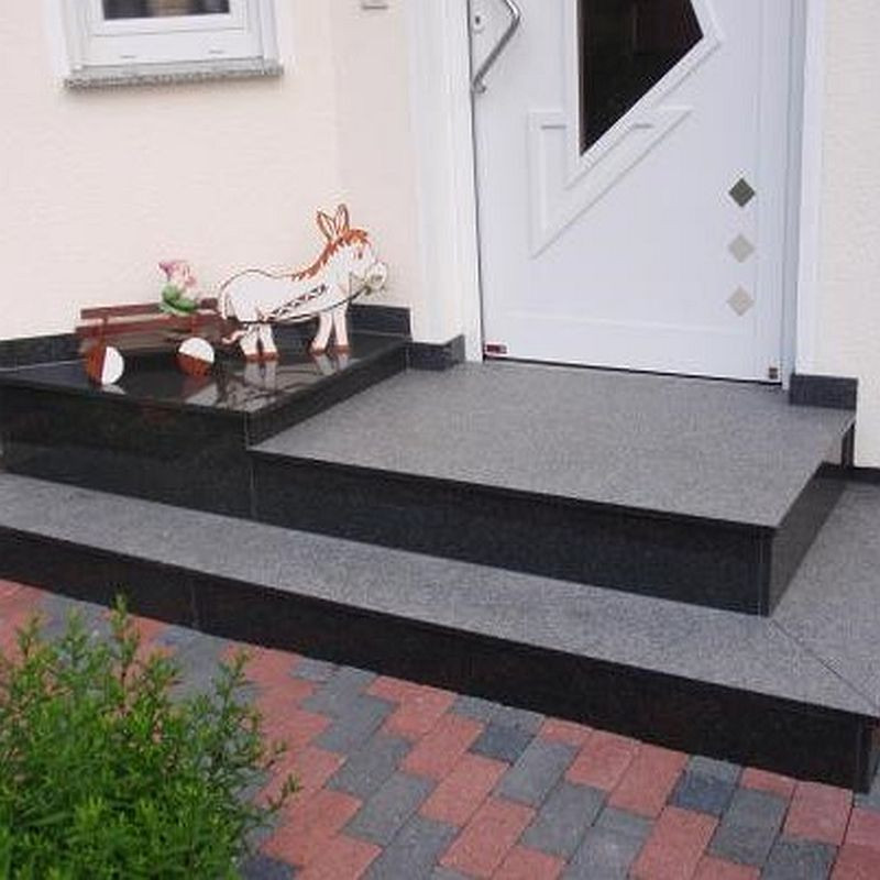 4 x 30 cm Granit Trittstufen Pedro Black schwarz