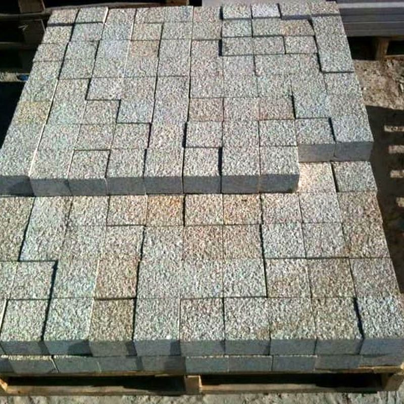 5 cm Granitpflaster Tiago gelb, gesägt 10 x 10 cm